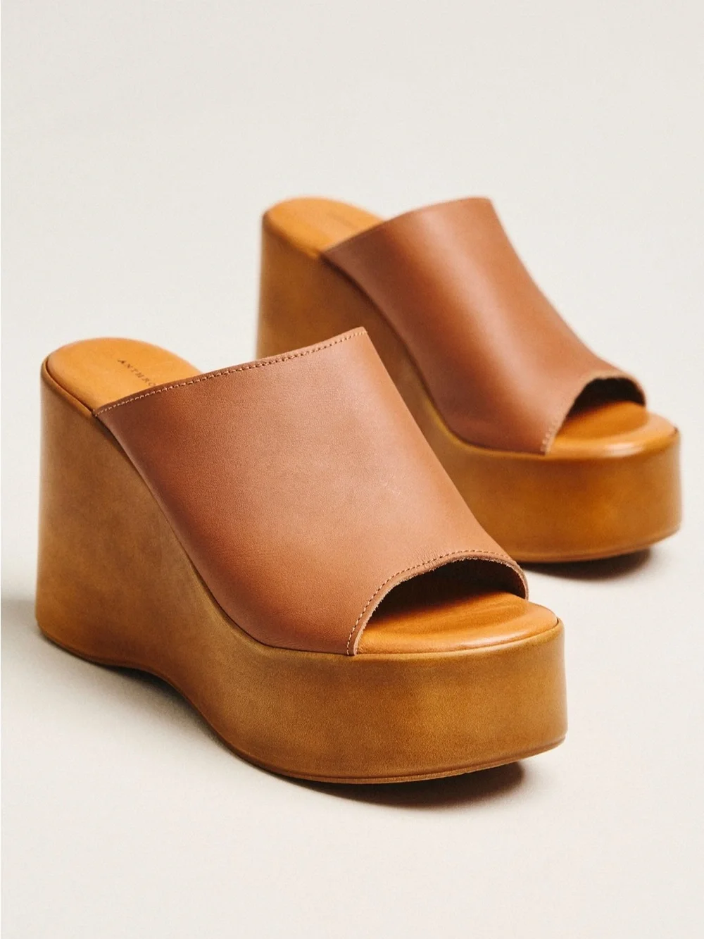 Anthropologie Wooden Platform Wedge Sandals